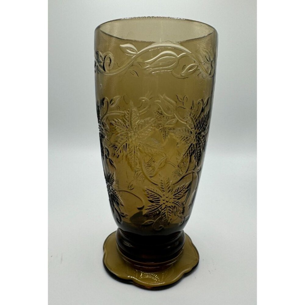 Princess House Fantasia Mocha 20 oz. Footed Glass Tumbler Discontinued Rare